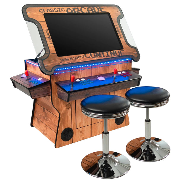 Wood Grain 3-Sided Tilt Cocktail Table Arcade Machine