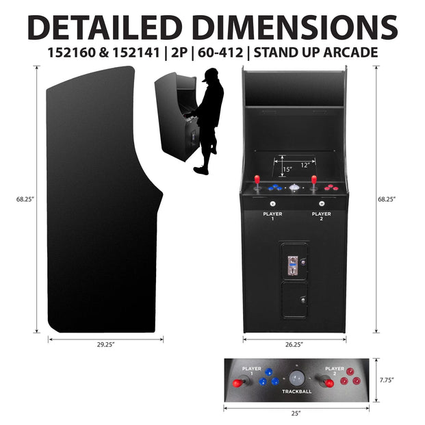 Detailed Dimensions Stand up Arcade