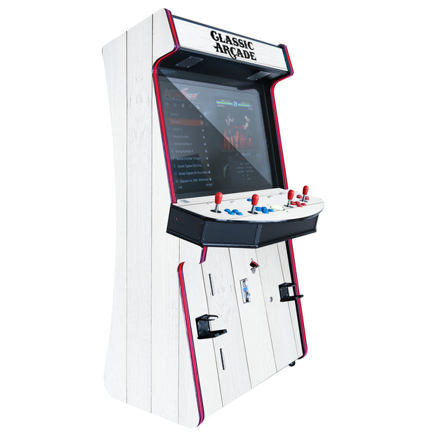 White Wood Grain TR-1 Stand-Up Arcade System
