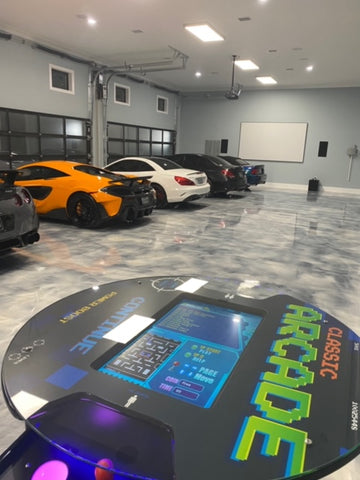 Arcade machine in a Car Showroom