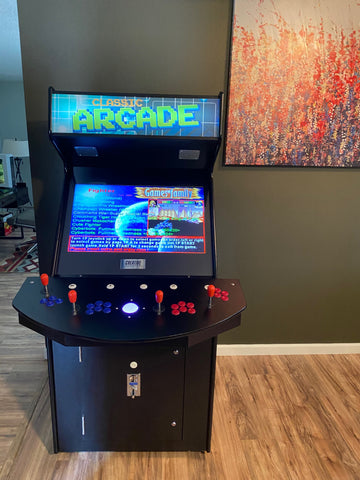 Four-player Classic Arcade Machine With A Black Cabinet