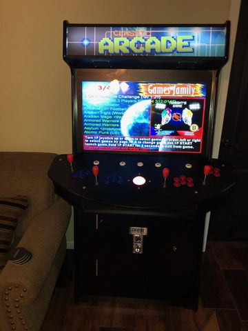 Classic Arcade Machine With Blue Graphics