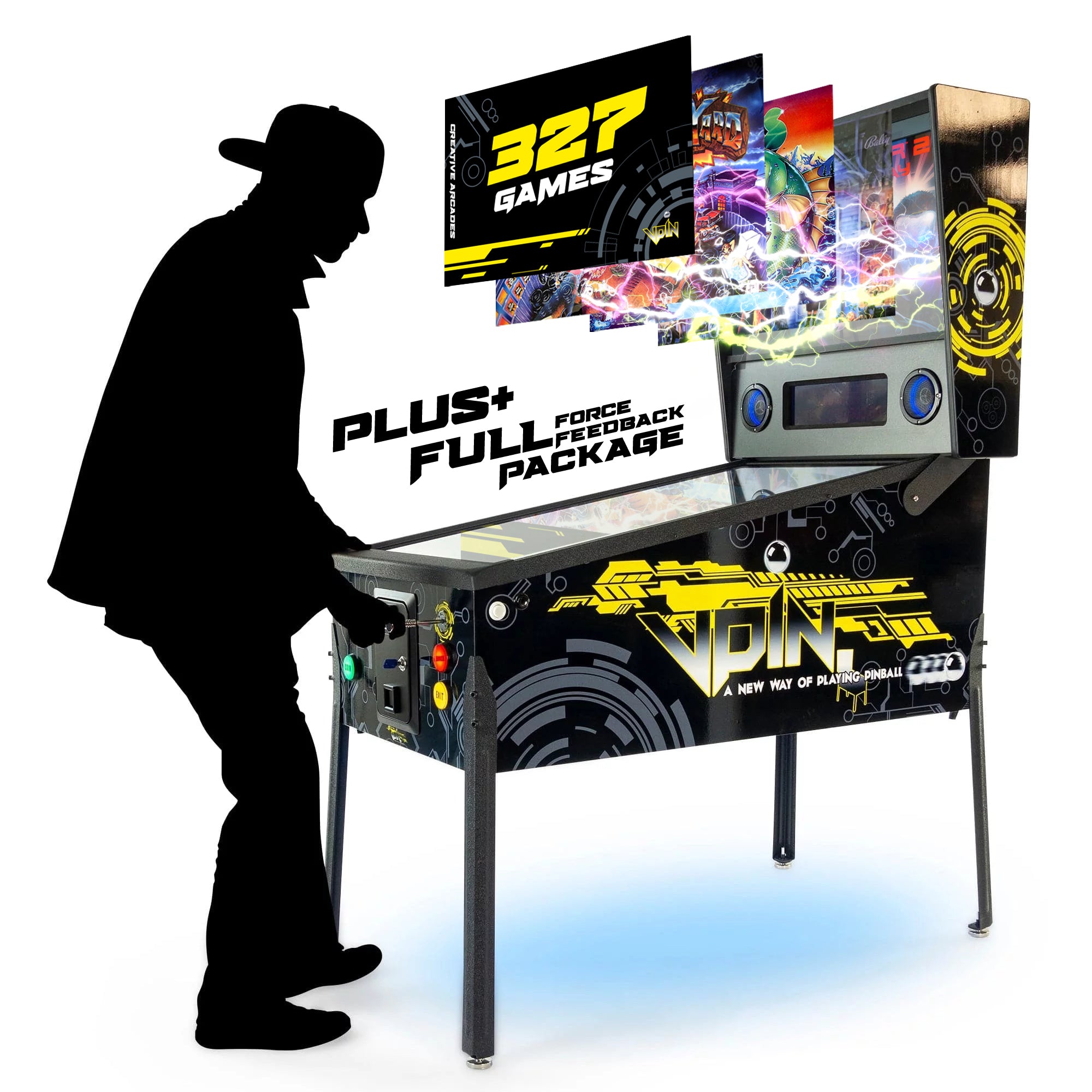 Person playing virtual pinball